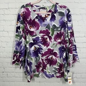 Aldred Runner Blouse Women Plus 3X Floral Printed Cottage Prairie Casual Top